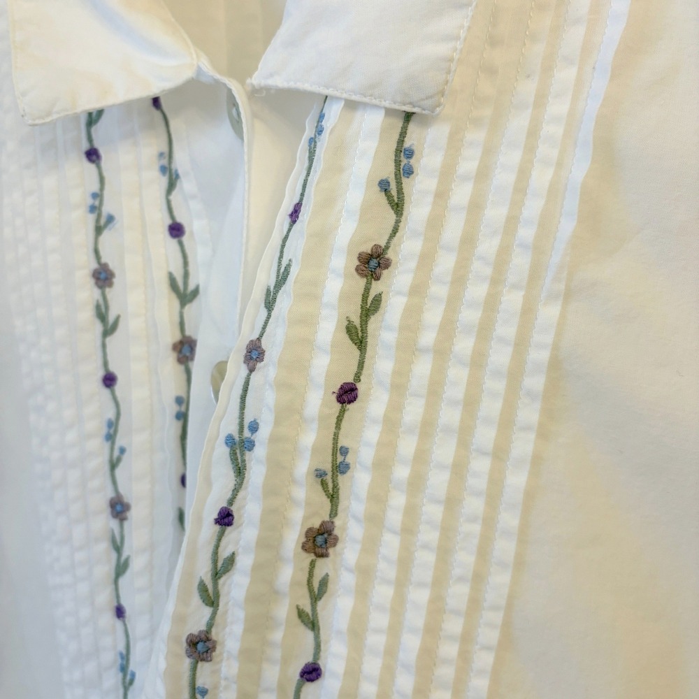 April Cornell Floral Embroidered Midi Dress M Cottagecore Prairie Cotton Poplin - Picture 5 of 14